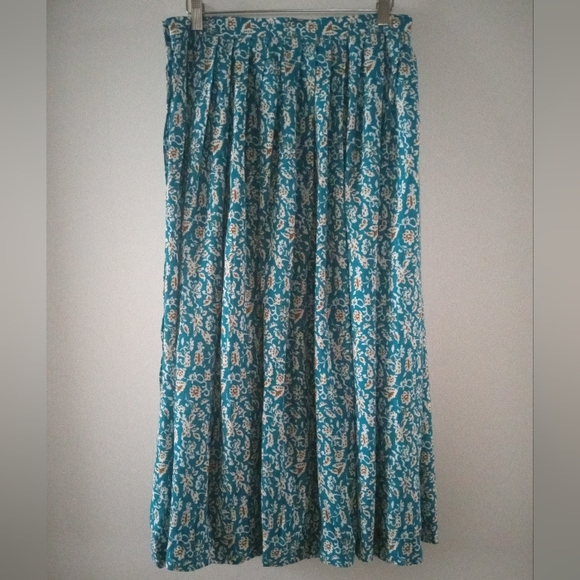 💃Maxi Skirt | Turquoise and Beige Print | Made in Canada | Size 12 - Picture 7 of 8